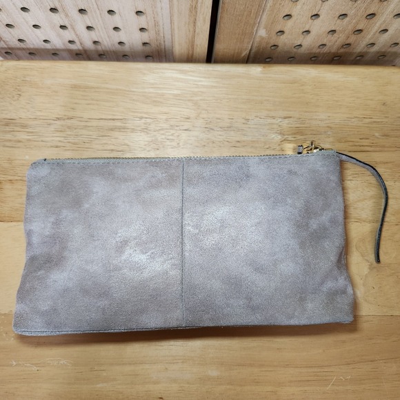 She+Lo Next Chapter Clutch Gray Leather Pouch Purse - Picture 5 of 8